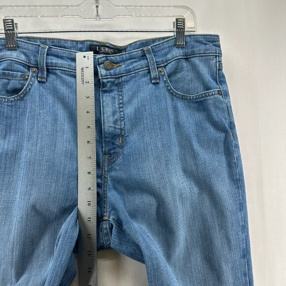 Lauren Ralph Lauren Jeans Size 14 High Rise Straight Leg Light Washed Denim Blue - Picture 10 of 11